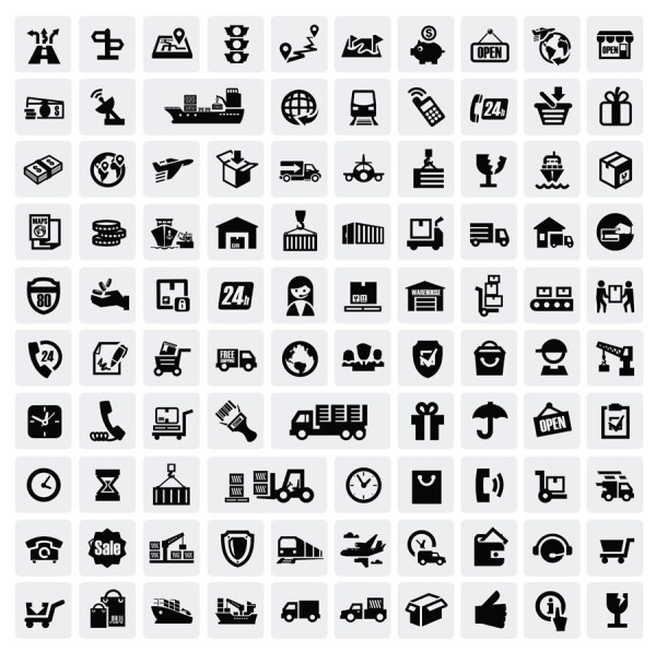 Huge collection of Black and white icons vector 08