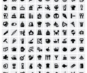 Huge collection of Black and white icons vector 09