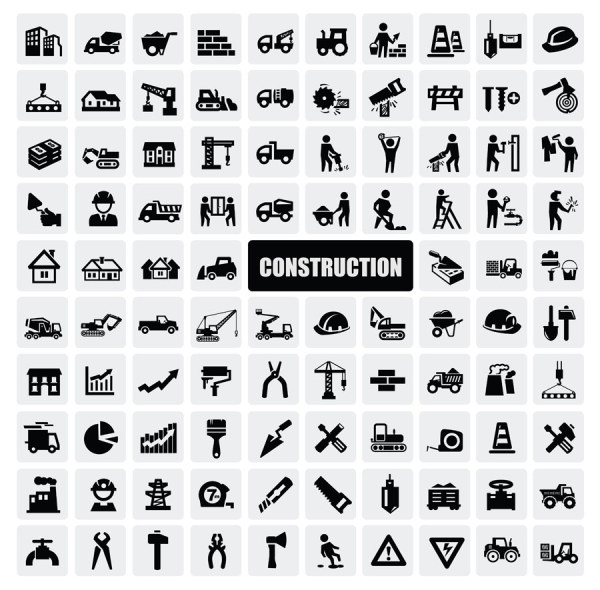 Huge collection of Black and white icons vector 10