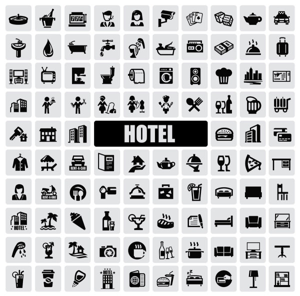 Huge collection of Black and white icons vector 12