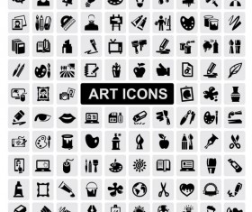 Huge collection of Black and white icons vector 13