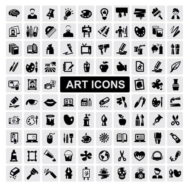 Huge collection of Black and white icons vector 13