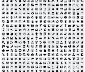Huge collection of Black and white icons vector 16