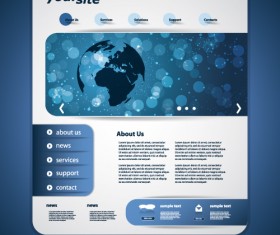Blue style website template vector 01