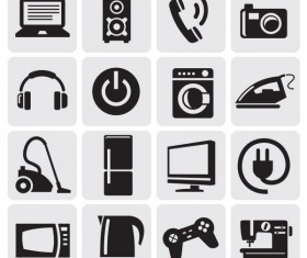 Huge collection of Black and white icons vector 20