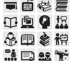 Huge collection of Black and white icons vector 23