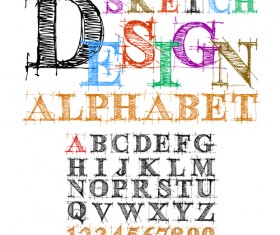 Hand drawn Alphabets design vector 01