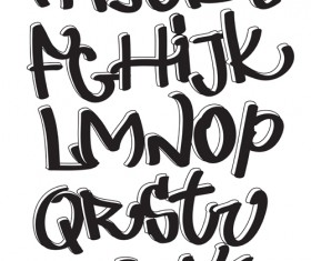 Hand drawn Alphabets design vector 03