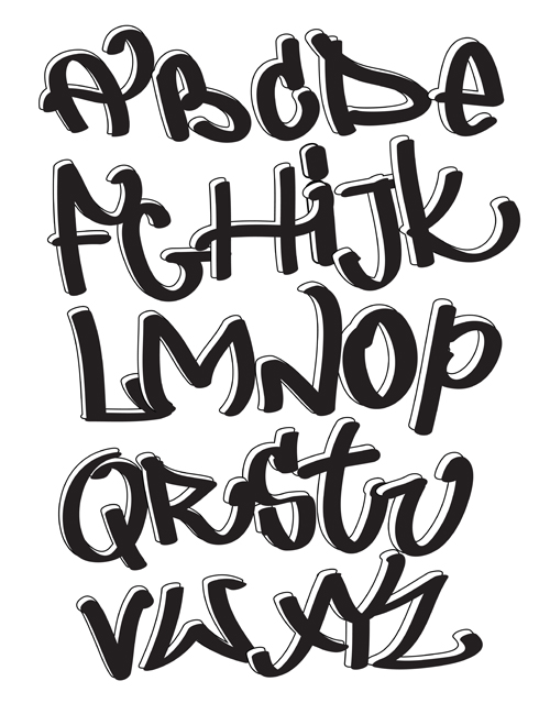 Hand drawn Alphabets design vector 03