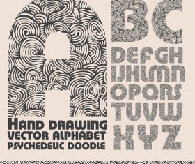 Hand drawn Alphabets design vector 05