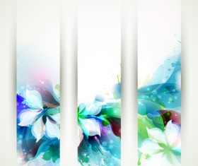 Blue flower backgrounds vector 02