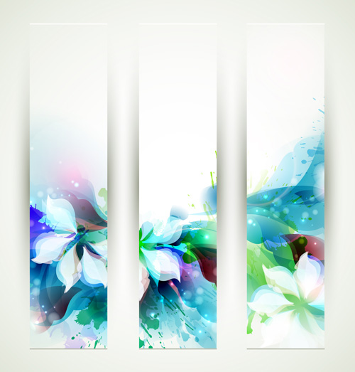 Blue flower backgrounds vector 02