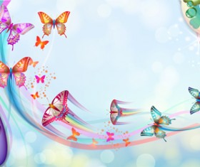 Butterflies with music vector background 01