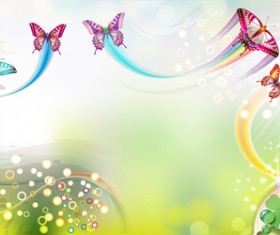 Butterflies with music vector background 02