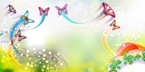 Butterflies with music vector background 02
