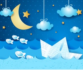 Cartoon Night vector 01