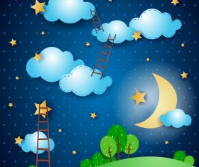 Cartoon Night vector 02