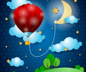 Cartoon Night vector 04