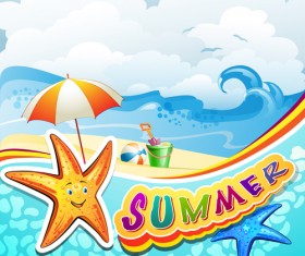 Cartoon Tropical Beach vector 04