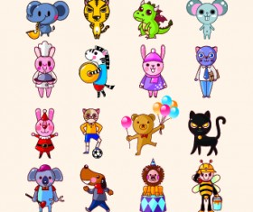 lovely Cartoon animals vector set 02