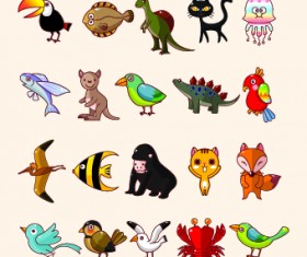 lovely Cartoon animals vector set 03