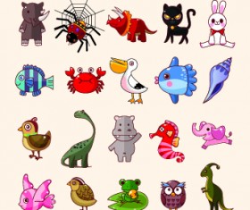 lovely Cartoon animals vector set 04