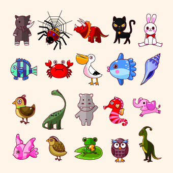 lovely Cartoon animals vector set 04