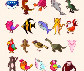 lovely Cartoon animals vector set 05