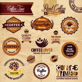 Classic Coffee labels design vector 01