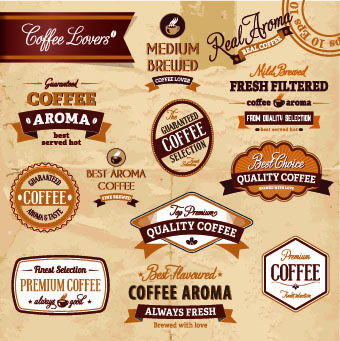 Classic Coffee labels design vector 02