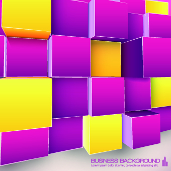 Colored Cubes background vector 03