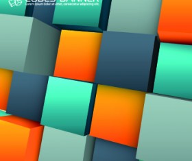 Colored Cubes background vector 05