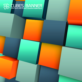 Colored Cubes background vector 05