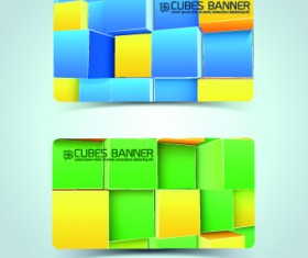Colored Cubes banner card design vector 01