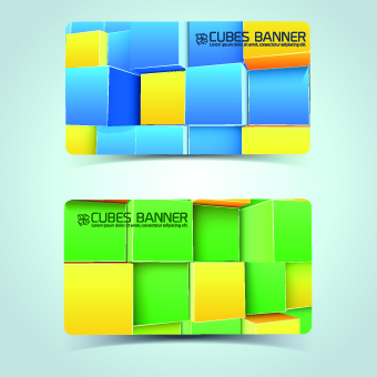 Colored Cubes banner card design vector 01