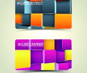 Colored Cubes banner card design vector 02