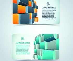 Colored Cubes banner card design vector 04