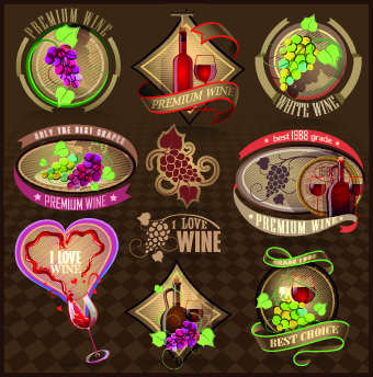 Different Retro Wine labels vector