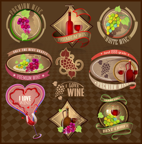Elegant Wine Labels vector 01