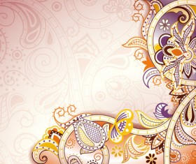 Floral Patterns retro style background 02