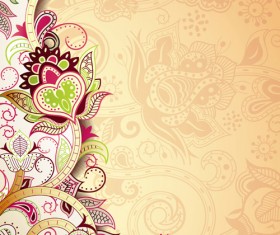 Floral Patterns retro style background 03