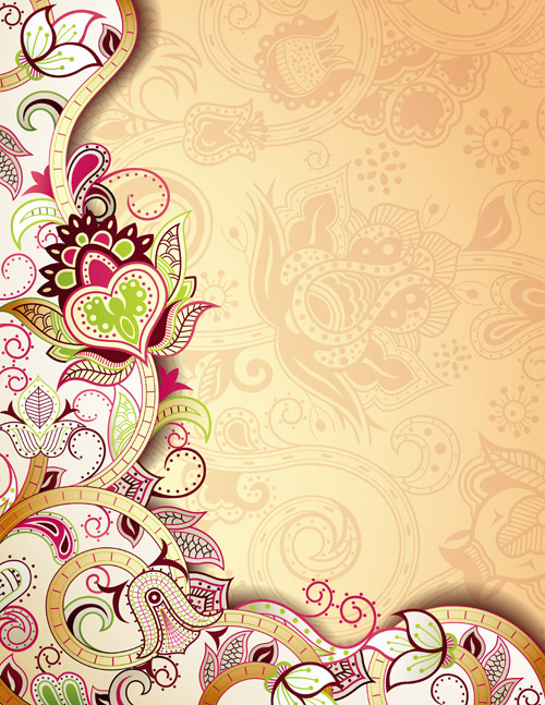 Floral Patterns retro style background 03 free download