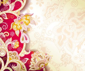 Floral Patterns retro style background 04