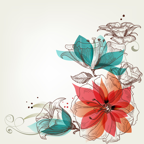 Hand drawn Floral background 04