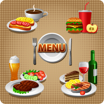 Various Food and drink design vector 05