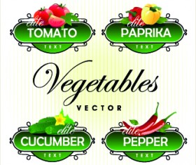 Fresh fruits and vegetables labels vector 01