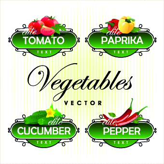 Fresh fruits and vegetables labels vector 01