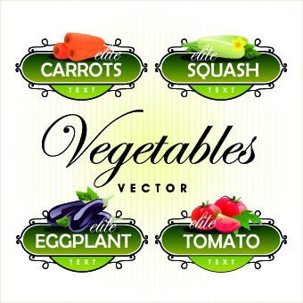 Fresh fruits and vegetables labels vector 03