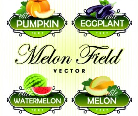 Fresh fruits and vegetables labels vector 04