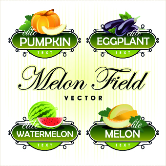Fresh fruits and vegetables labels vector 04